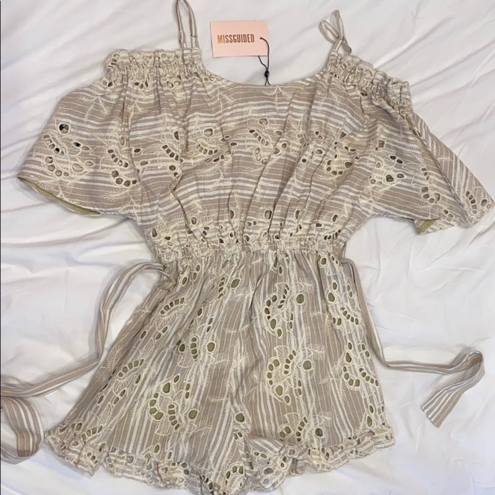 Missguided broderie cold shoulder romper